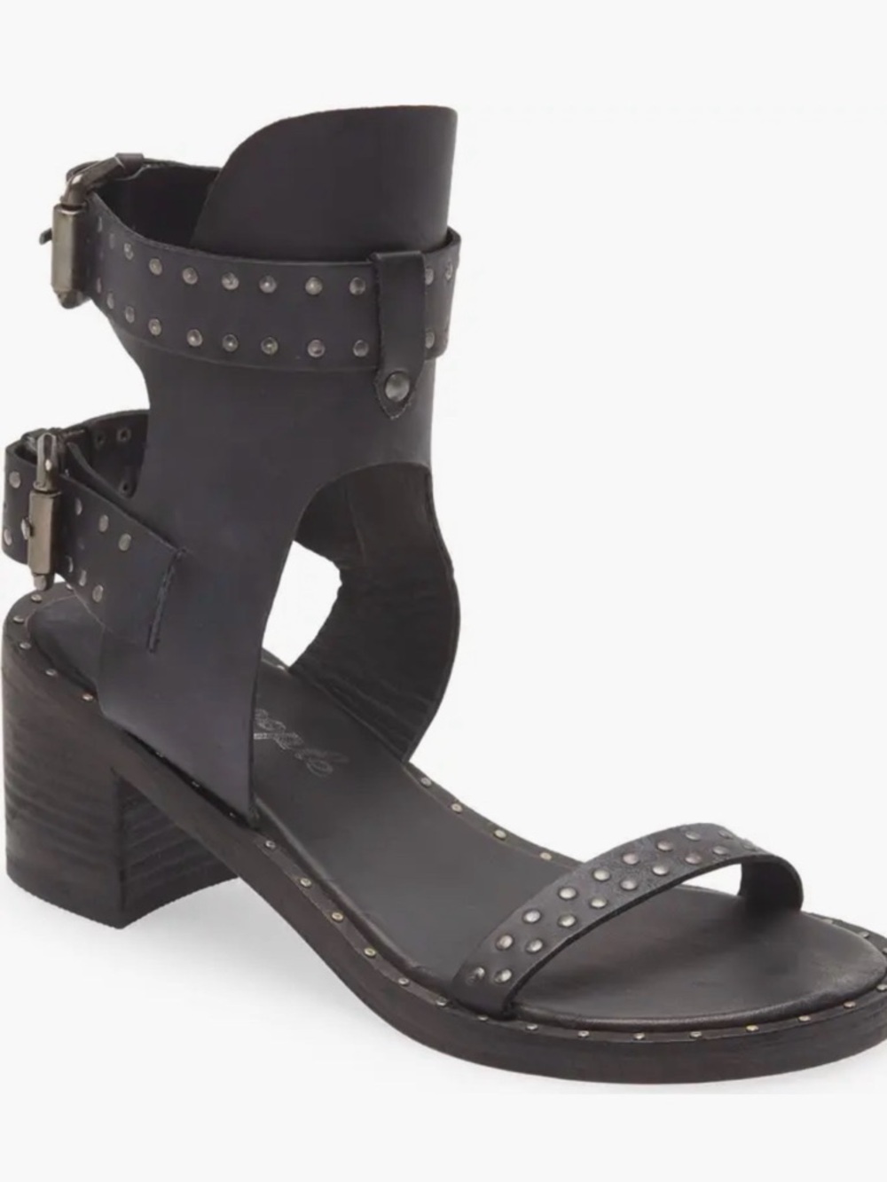Free People Black Studded Leather Gladiator Sandal